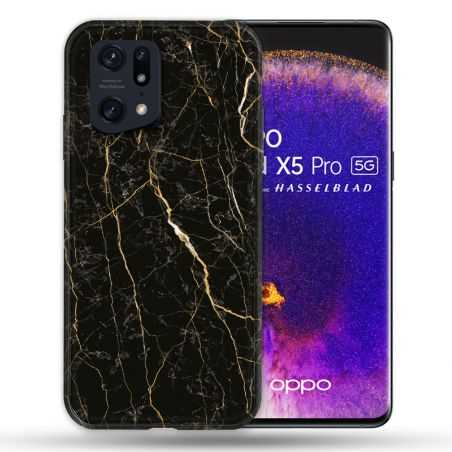 Coque Pour Oppo Find X5 Pro Texture Marbre Noir