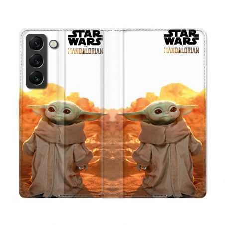 Housse Cuir Portefeuille Pour Samsung Galaxy S22 Ultra Star Wars - Yoda bebe soleil