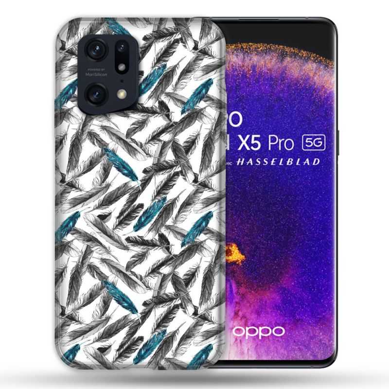 Coque Pour Oppo Find X5 Pro Texture Plume Canard
