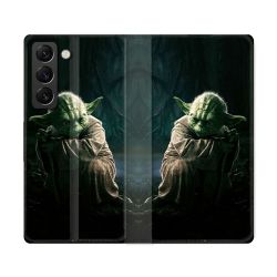 Housse Cuir Portefeuille Pour Samsung Galaxy S22 Ultra Star Wars - Yoda sombre