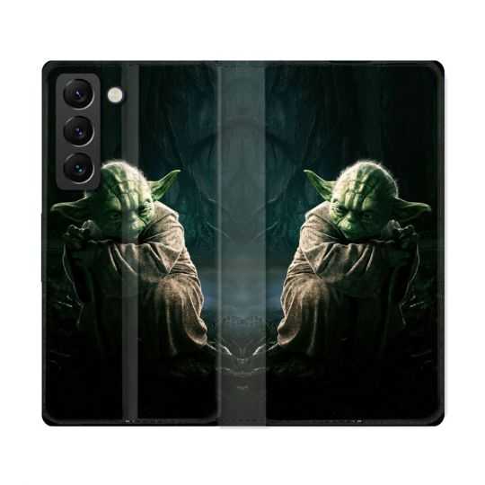 Housse Cuir Portefeuille Pour Samsung Galaxy S22 Ultra Star Wars - Yoda sombre
