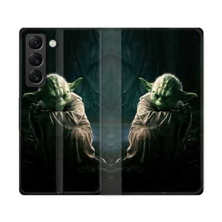 Housse Cuir Portefeuille Pour Samsung Galaxy S22 Ultra Star Wars - Yoda sombre