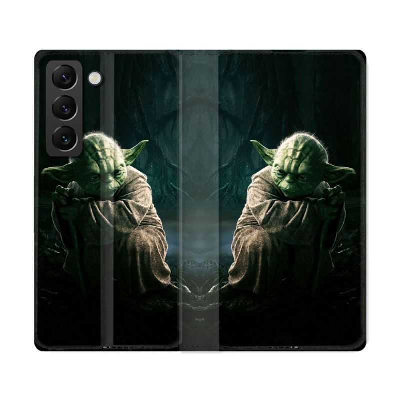 Housse Cuir Portefeuille Pour Samsung Galaxy S22 Ultra Star Wars - Yoda sombre