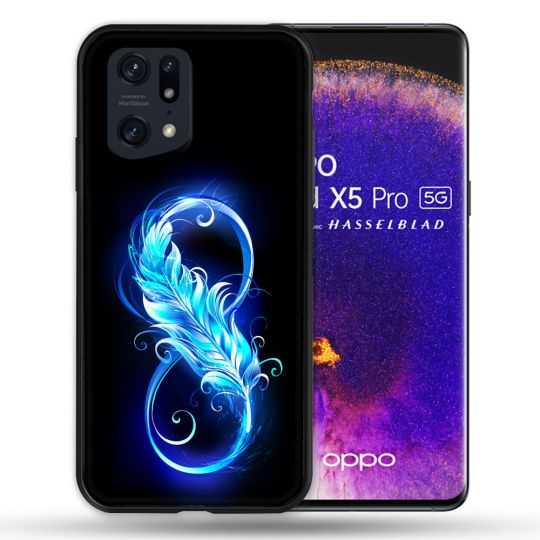 Coque Pour Oppo Find X5 Pro Texture Plume Infini Bleu