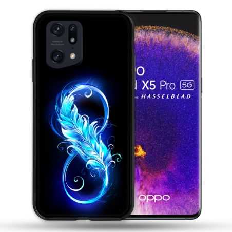Coque Pour Oppo Find X5 Pro Texture Plume Infini Bleu