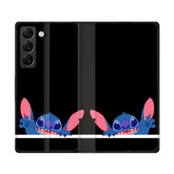 Housse Cuir Portefeuille Pour Samsung Galaxy S22 Ultra Stitch Noir