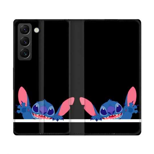 Housse Cuir Portefeuille Pour Samsung Galaxy S22 Ultra Stitch Noir
