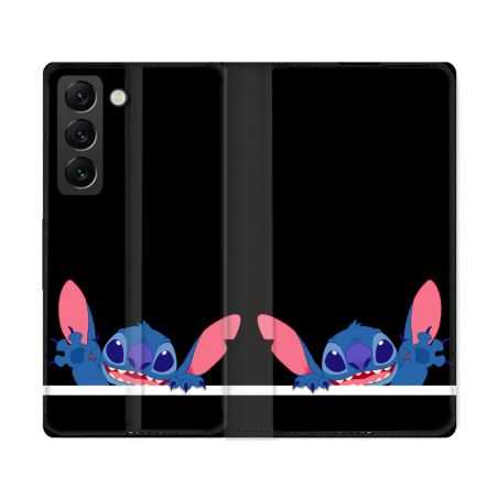 Housse Cuir Portefeuille Pour Samsung Galaxy S22 Ultra Stitch Noir