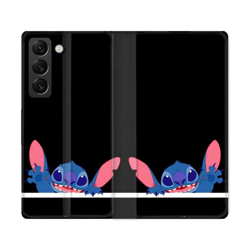Housse Cuir Portefeuille Pour Samsung Galaxy S22 Ultra Stitch Noir