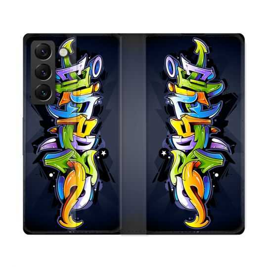 Housse Cuir Portefeuille Pour Samsung Galaxy S22 Ultra Street Art Graffiti