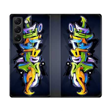 Housse Cuir Portefeuille Pour Samsung Galaxy S22 Ultra Street Art Graffiti