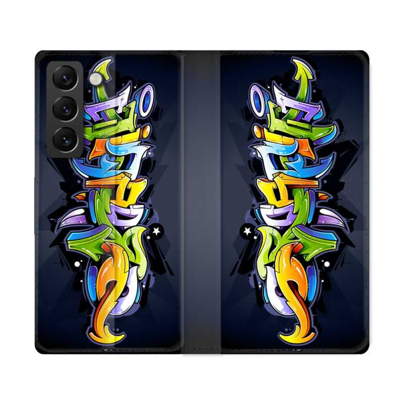 Housse Cuir Portefeuille Pour Samsung Galaxy S22 Ultra Street Art Graffiti
