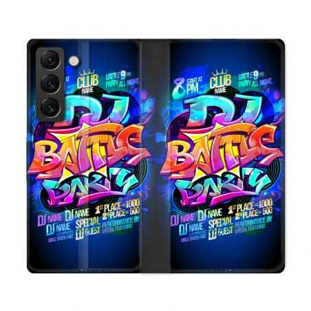 Housse Cuir Portefeuille Pour Samsung Galaxy S22 Ultra Street Art Rap