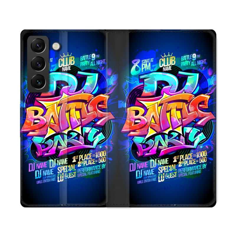 Housse Cuir Portefeuille Pour Samsung Galaxy S22 Ultra Street Art Rap
