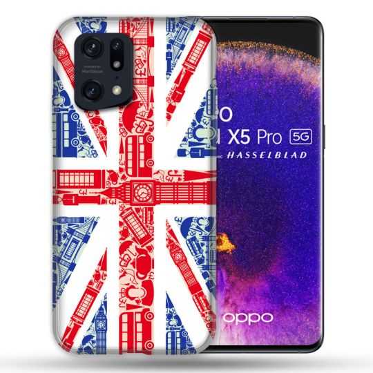 Coque Pour Oppo Find X5 Pro Voyage Angleterre Blanc