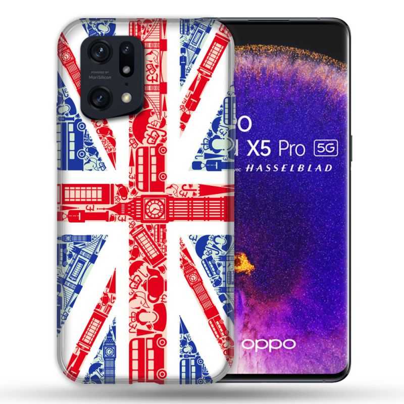 Coque Pour Oppo Find X5 Pro Voyage Angleterre Blanc