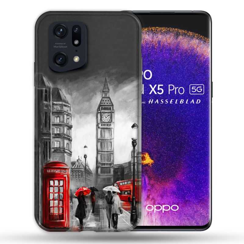 Coque Pour Oppo Find X5 Pro Voyage Angleterre Londres Vintage
