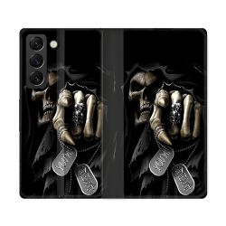 Housse Cuir Portefeuille Pour Samsung Galaxy S22 Ultra Tete de Mort Your Next