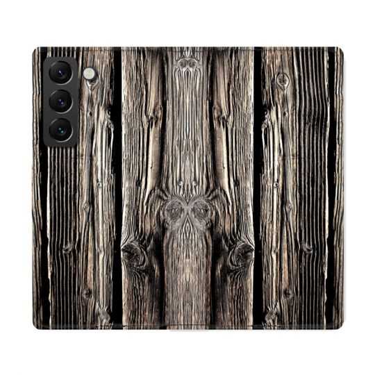 Housse Cuir Portefeuille Pour Samsung Galaxy S22 Ultra Texture Bois
