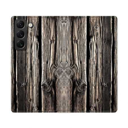 Housse Cuir Portefeuille Pour Samsung Galaxy S22 Ultra Texture Bois