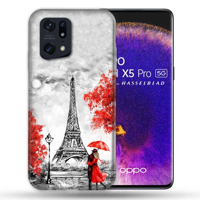 Coque Pour Oppo Find X5 Pro Voyage France Paris Rouge
