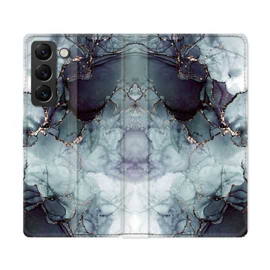 Housse Cuir Portefeuille Pour Samsung Galaxy S22 Ultra Texture Marbre Gris