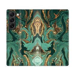 Housse Cuir Portefeuille Pour Samsung Galaxy S22 Ultra Texture Marbre Vert