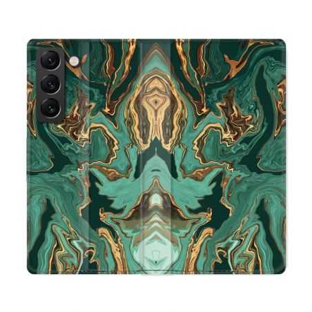 Housse Cuir Portefeuille Pour Samsung Galaxy S22 Ultra Texture Marbre Vert