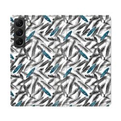 Housse Cuir Portefeuille Pour Samsung Galaxy S22 Ultra Texture Plume Canard