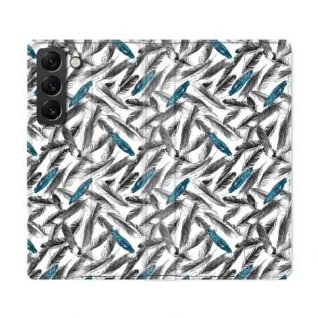 Housse Cuir Portefeuille Pour Samsung Galaxy S22 Ultra Texture Plume Canard