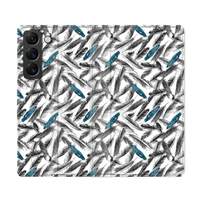 Housse Cuir Portefeuille Pour Samsung Galaxy S22 Ultra Texture Plume Canard