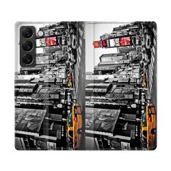 Housse Cuir Portefeuille Pour Samsung Galaxy S22 Ultra Voyage Amerique USA New York Taxi