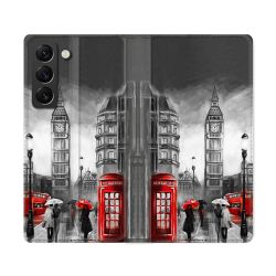 Housse Cuir Portefeuille Pour Samsung Galaxy S22 Ultra Voyage Angleterre Londres Vintage