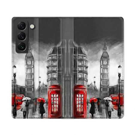Housse Cuir Portefeuille Pour Samsung Galaxy S22 Ultra Voyage Angleterre Londres Vintage