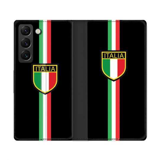 Housse Cuir Portefeuille Pour Samsung Galaxy S22 Ultra Voyage Italie 3 Noir