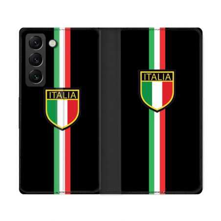 Housse Cuir Portefeuille Pour Samsung Galaxy S22 Ultra Voyage Italie 3 Noir