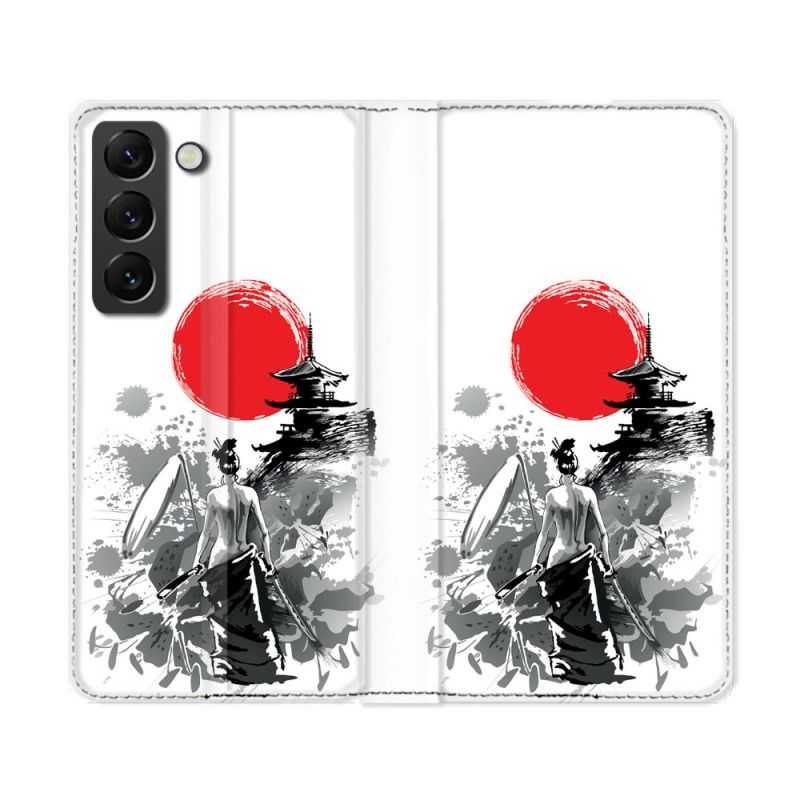 Housse Cuir Portefeuille Pour Samsung Galaxy S22 Ultra Voyage Japon Femme