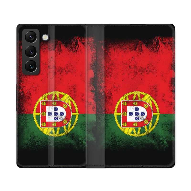Housse Cuir Portefeuille Pour Samsung Galaxy S22 Ultra Voyage Portugal Drapeau