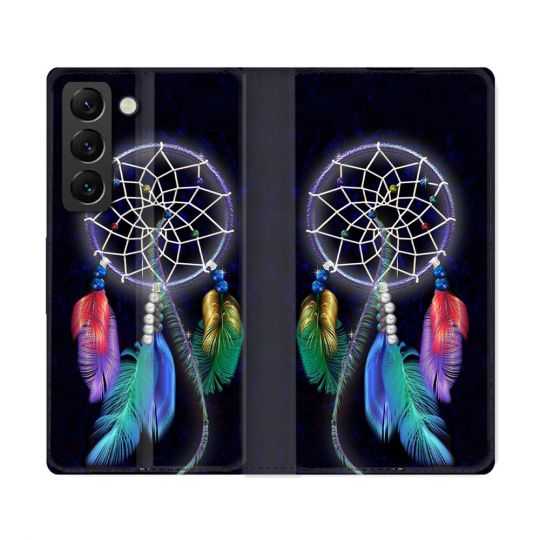Housse Cuir Portefeuille Pour Samsung Galaxy S22 Ultra Zen Attrape Reve Multicolore