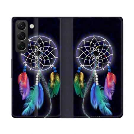 Housse Cuir Portefeuille Pour Samsung Galaxy S22 Ultra Zen Attrape Reve Multicolore