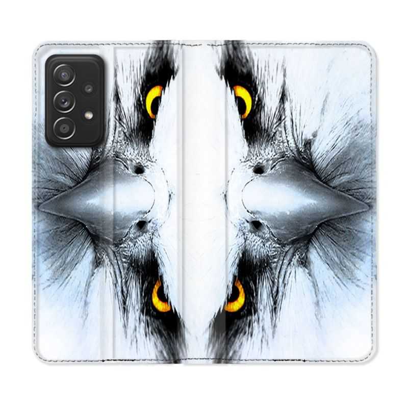 Housse Cuir Portefeuille Pour Samsung Galaxy A33 5G Animal Aigle Royal Blanc