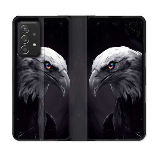 Housse Cuir Portefeuille Pour Samsung Galaxy A33 5G Animal Aigle Royal Noir