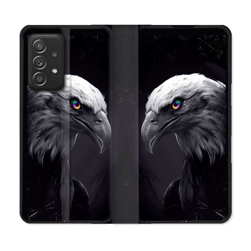 Housse Cuir Portefeuille Pour Samsung Galaxy A33 5G Animal Aigle Royal Noir