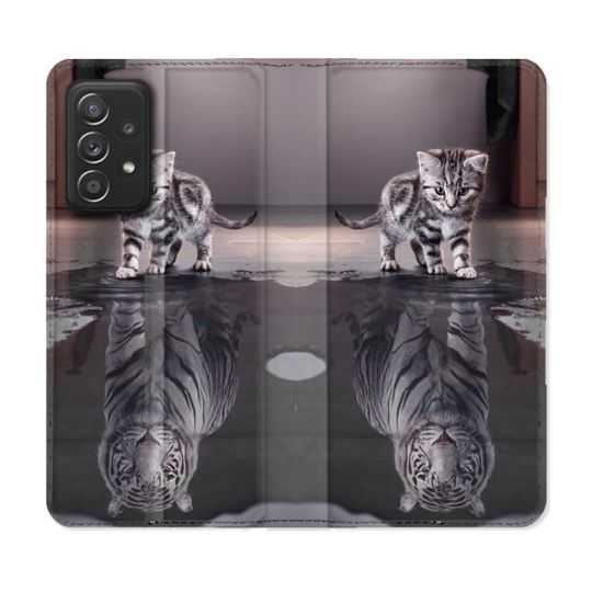 Housse Cuir Portefeuille Pour Samsung Galaxy A33 5G Animal Chat Reflet