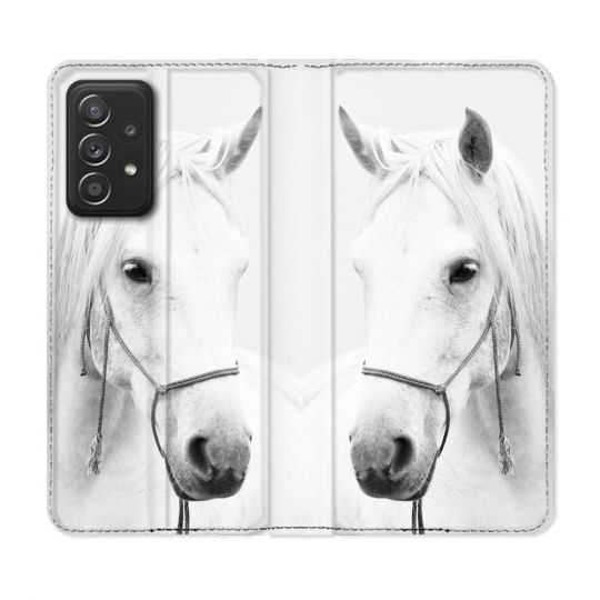 Housse Cuir Portefeuille Pour Samsung Galaxy A33 5G Animal Cheval Cristal