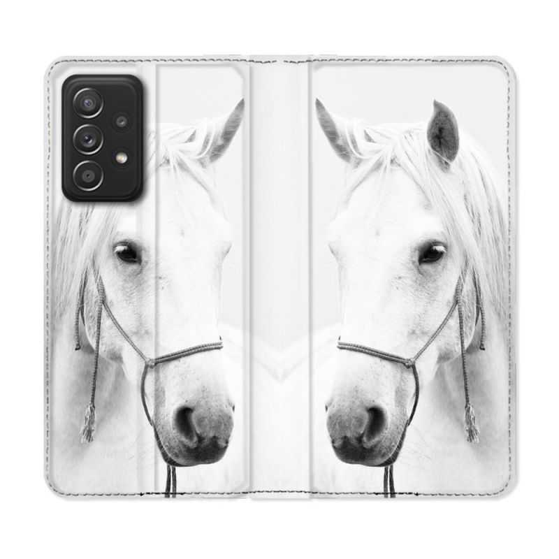 Housse Cuir Portefeuille Pour Samsung Galaxy A33 5G Animal Cheval Cristal