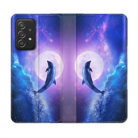 Housse Cuir Portefeuille Pour Samsung Galaxy A33 5G Animal Dauphin Vague