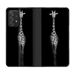 Housse Cuir Portefeuille Pour Samsung Galaxy A33 5G Animal Girafe Noire