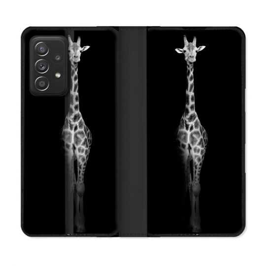 Housse Cuir Portefeuille Pour Samsung Galaxy A33 5G Animal Girafe Noire