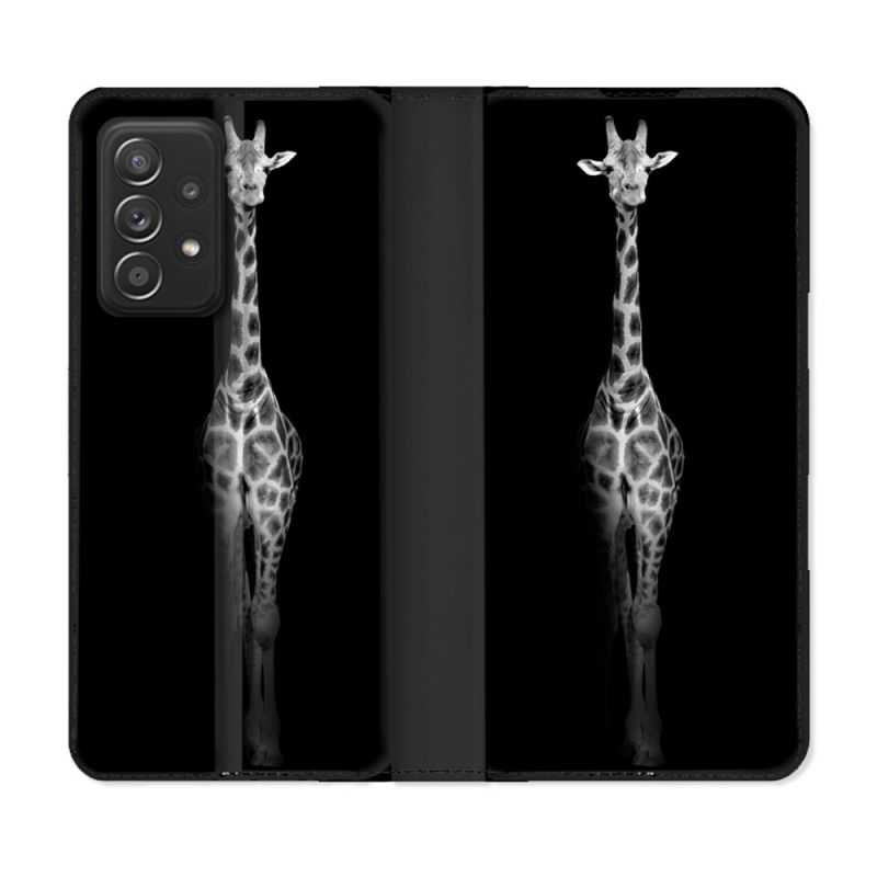 Housse Cuir Portefeuille Pour Samsung Galaxy A33 5G Animal Girafe Noire